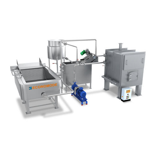 Фритюрница непрерывного действия - Economode Food Equipment (India) Pvt. Ltd. - для картофеля / прямоугольная / полуавтоматическая