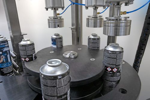 Опрессовочный станок для шпуль - R and R Aerosol Systems - автоматический / электрогидравлический / контролируемый PLC