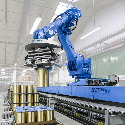 Штабелер с мобильным роботом на рельсе - Sinterpack - для использования в автомобиле / автоматический / для автомобилестроения