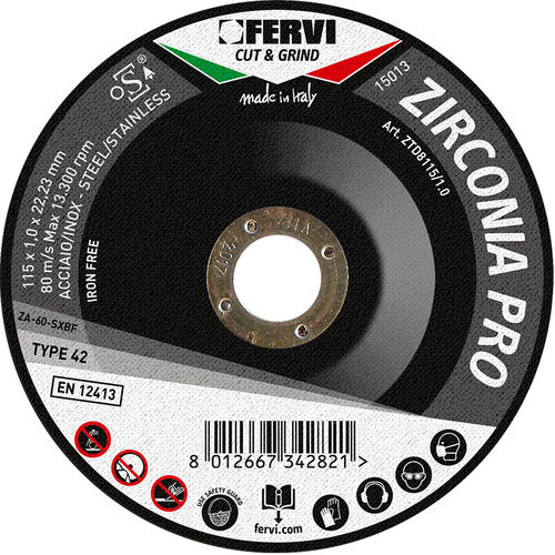 Режущий круг для нержавеющей стали - ZTD8115/1.0 - FERVI - циркониевый