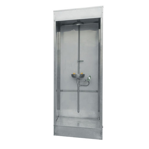Душевая кабинка с фонтаном для промывки глаз - SS-M150 - Fortune Protection Safety Ltd. - установленная на платформе