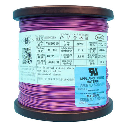 Изолированный электрический провод - UL10110 series - Shanghai Shenyuan High Temperature wire Co., Ltd - из меди / из ПТФЭ / гибкий