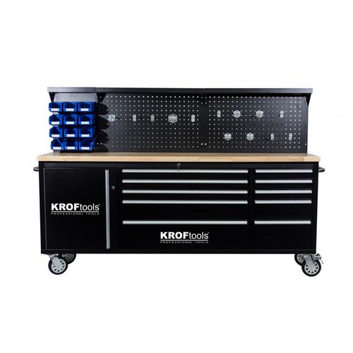 Верстак из дерева - 8630 - KROFtools Professional Tools - с выдвижным ящиком / мобильный