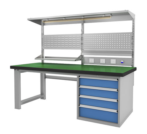 Верстак из стали - FZ-1041 - ChengDu SanJi Technology Co.,LTD - с 4 выдвижными ящиками / с отсеками / с держателем инструментов