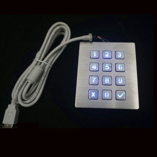 Цифровая клавиатура с подсветкой - MKA-34-NL-V1 - MATE TECHNOLOGY SHENZHEN LIMITED - 12 клавиш / встраиваемая / из нержавеющей стали