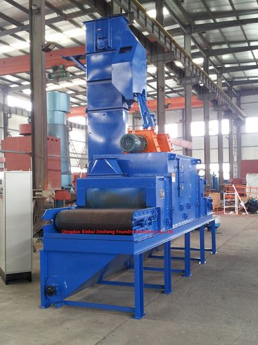 Дробеструйный аппарат с роликовым конвейером - Qingdao Binhai Jincheng Foundry Machinery Co., Ltd. - турбинный / для плоских деталей / для мрамора