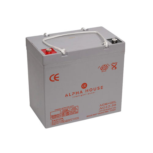 Прямоугольный аккумулятор - AG12-50 AGM+GEL - Alpha House Ltd - 12 В / UL / CE