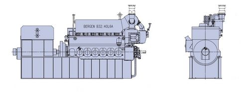 Дизельный двигатель - Bergen B32:40 - Rolls Royce - 6 цилиндров