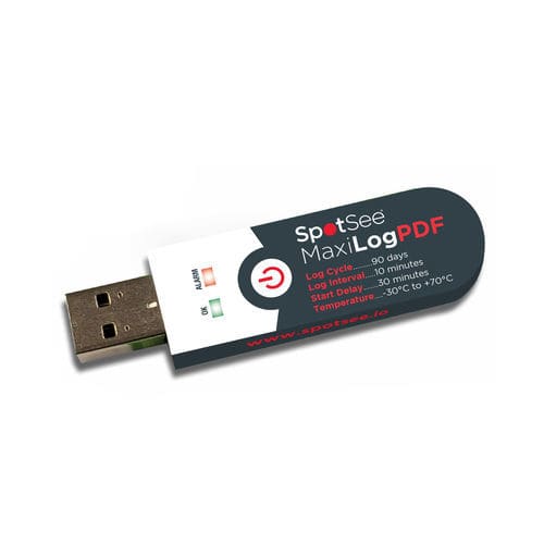 Регистратор данных для измерения температуры - MaxiLog PDF - SpotSee - USB / для холодильной цепи / с питанием от аккумулятора
