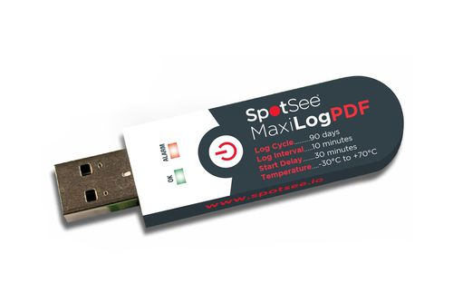 Регистратор данных для измерения температуры - MaxiLog PDF - SpotSee - USB / компактный / для одноразового применения