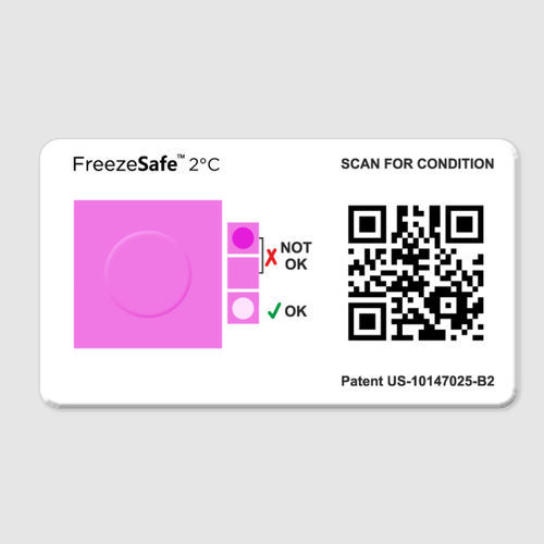 Индикатор для измерения температуры - FreezeSafe™ - SpotSee - этикетка / для сельского хозяйства и пищевой промышленности / для использования в фармацевтике