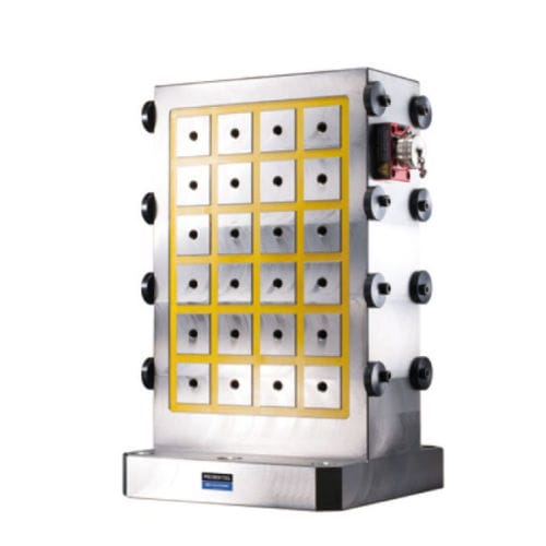 Электропостоянная крепежная стойка - ECMC-HSF,ECMC-HDF series - HOMGE MACHINERY IND. CO., LTD. - из чугуна / двусторонняя / с четырьмя сторонами