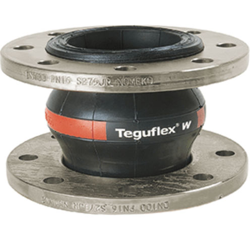 Компенсатор линейного расширения из каучука - TEGUFLEX® W - Trelleborg Expansion Joints - круглый / с фланцем / для воды