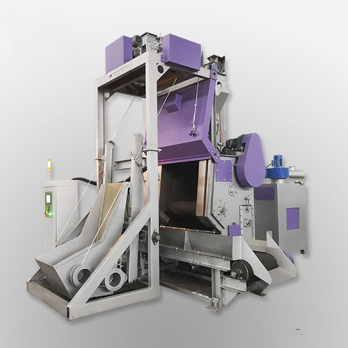 Ленточный дробеструйный аппарат - TB-NAW350 - Tongbao Surface Processing Equipment - с вращающимся барабаном / турбинный / для сыпучих материалов