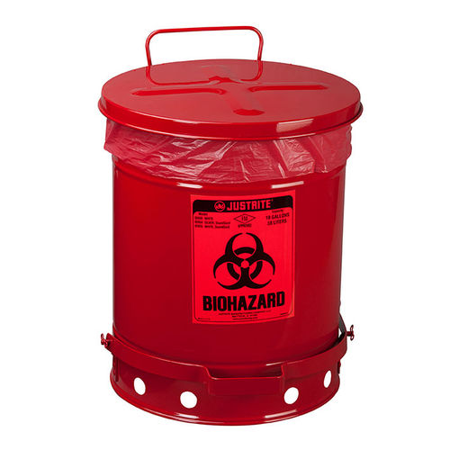 Контейнер для отходов из гальванизированной стали - 05930R - Justrite Safety Group - для медицинских отходов / для опасных отходов / с круглой крышкой