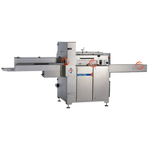Промышленная машина для нарезки хлеба с дисковым ножом - ROTEC 2000 - Rego Herlitzius GmbH - с ленточным конвейером