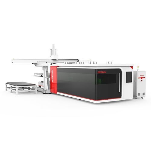 Станок для резки с автоматической погрузкой/разгрузкой - DXTECH CNC Machine Co., Ltd. - волоконный лазер / для металла / для листа