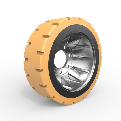 Колесо с бандажом - Grooved - Dongguan Yalide Technology Co.,LTD - из полиуретана / для погрузки/разгрузки / для техники