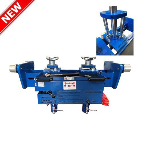 Домкрат для шахты - Adjustable 13 Tonne Twin Ram Pit Jack with Security Struts - Autolift Ltd - гидропневматический / 13 тонн / автомобиль