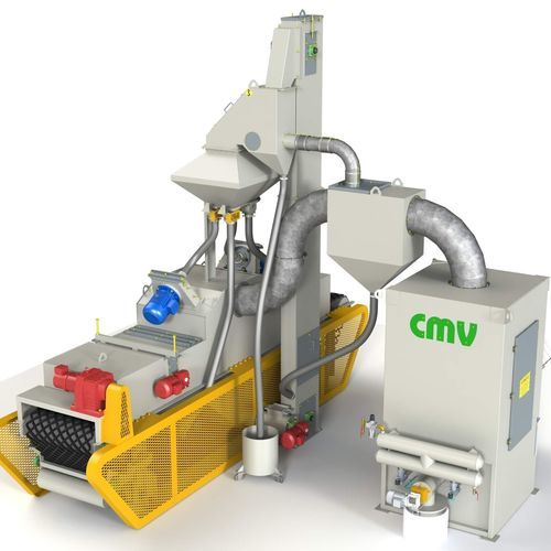 Дробеструйный аппарат с ленточным конвейером из проволочной сетки - CMV - турбинный / для металла / автоматический