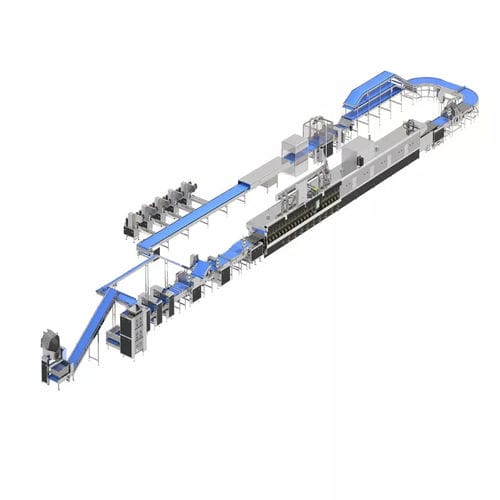 Линия для производства печенья высокая производительность - HJ1000 - Guangdong Shunde Huaji Machinery Industrial Co., Ltd. - с резаком / с тестораскаточным устройством / с тоннельной печью