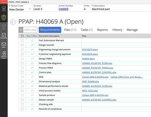 Программное обеспечение для измерений - PPAP  - 1factory, Inc. - для управления / разработки / для контроля
