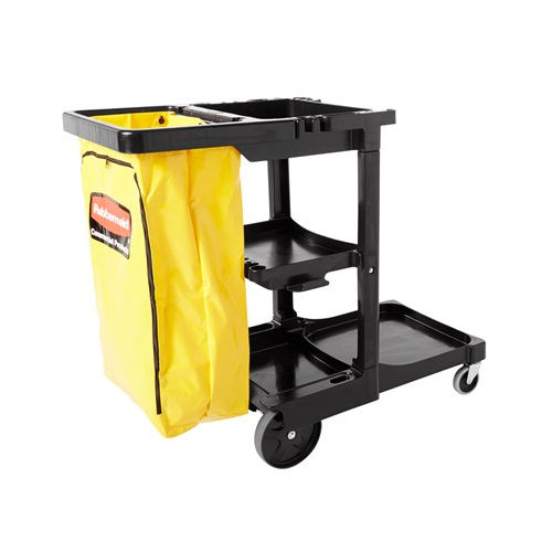 Тележка для очистки - FG617388BLA - Rubbermaid - из пластика / 3 уровня / с корзиной