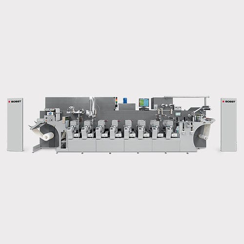 Линейный флексографическая печатная машина - MX - BOBST - 8-цветный / для этикеток / большой формат