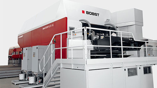 Линейный флексографическая печатная машина - MASTERFLEX-XL - BOBST - 3-цветный / для бумаги / для картонных коробок