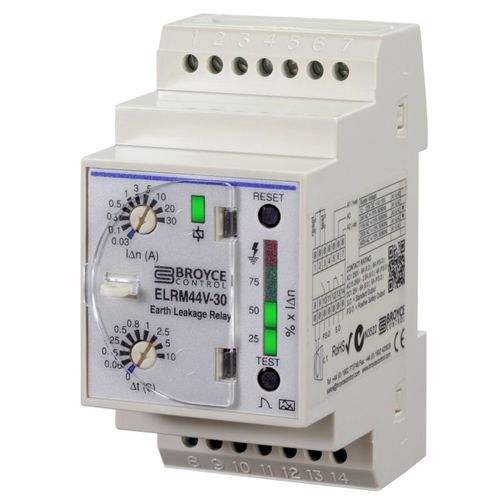Реле для контроля мощности - ELRM44V-30 - Broyce Control - замыкания на землю / 1NO/NF / трехфазовое