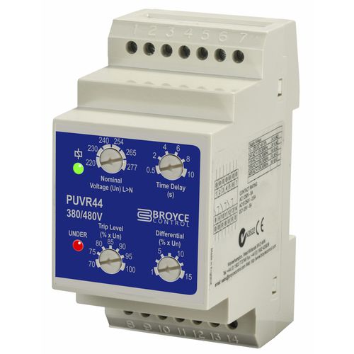 Защитное реле недонапряжение - PUVR44 - Broyce Control - 2NO/NF / трехфазовое / на DIN-рейке