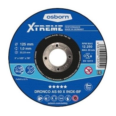 Режущий круг для нержавеющей стали - AS 60 X INOX XTREME - Osborn GmbH - для цветных металлов / тонкий