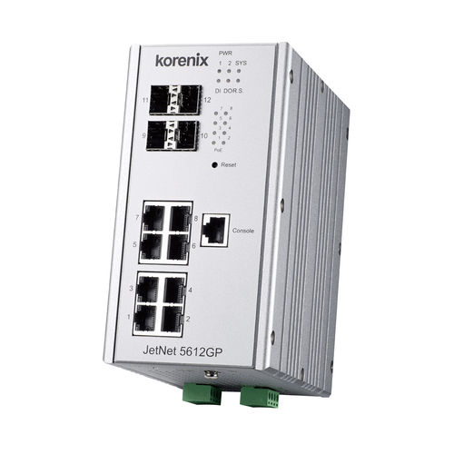 Управляемый коммутатор Ethernet - JetNet 5612GP-4F - Korenix Technology - 12 портов / уровня 2 / Gigabit Ethernet