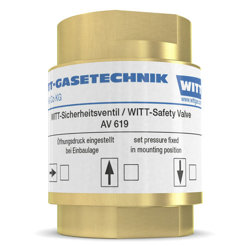 Предохранительный клапан для газа - AV 619 - WITT-Gasetechnik - для трубопровода / для резервуара / из латуни