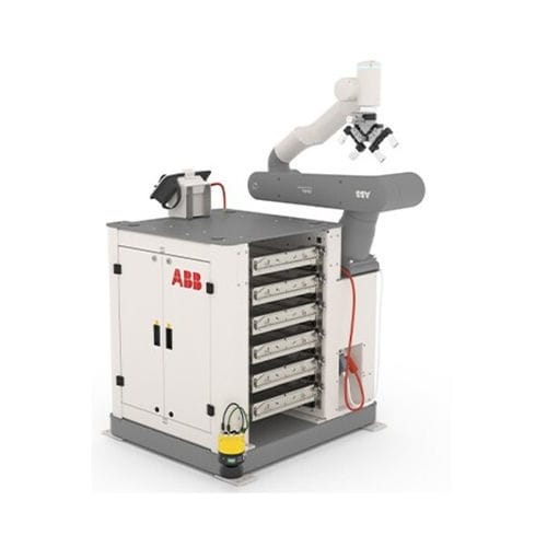 Роботизированная ячейка для разгрузочно-погрузочных работ - OmniVance&trade; - ABB Robotics - для сборки / для обслуживания станка / с коллаборативным роботом