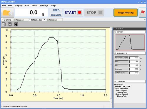 Графическое программное обеспечение - Force-Time (Torque-Time) Graphing Software  ZLINK4 - IMADA - для анализа / испытательное / для измерения силы