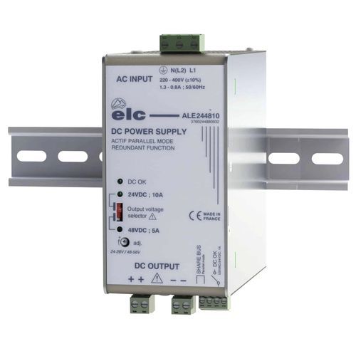 Источник электропитания на DIN-рейке - ALE244810 - ELC construction électronique - AC/DC / с одним выходом / регулируемый