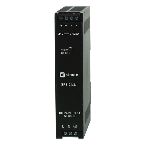 Источник электропитания на DIN-рейке - SPS-24/3,1 - SIMEX Sp. z o.o. - AC/DC / с одним выходом / монофазовый