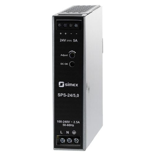 Источник электропитания на DIN-рейке - SPS-24/5,0 - SIMEX Sp. z o.o. - AC/DC / с одним выходом / с защитой от короткого замыкания