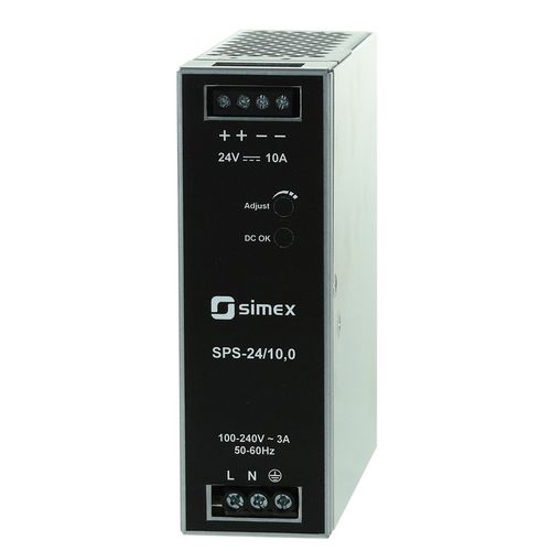 Источник электропитания на DIN-рейке - SPS-24/10,0 - SIMEX Sp. z o.o. - AC/DC / с одним выходом / с защитой от короткого замыкания
