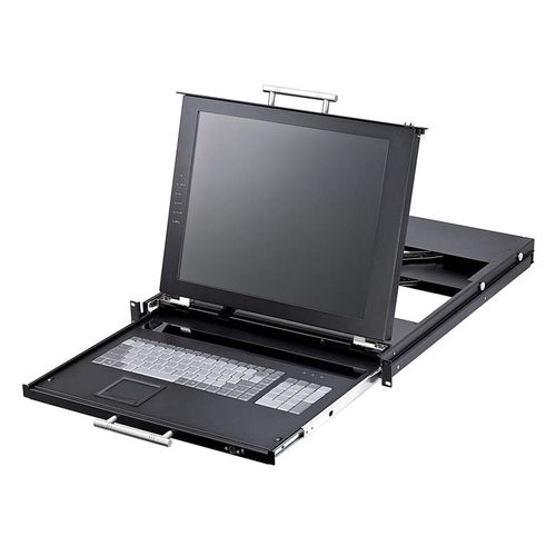 Консольный переключатель KVM с клавиатурой - RETEX - с ЖК-монитором / установленный на стеллаже с выдвижными ящиками