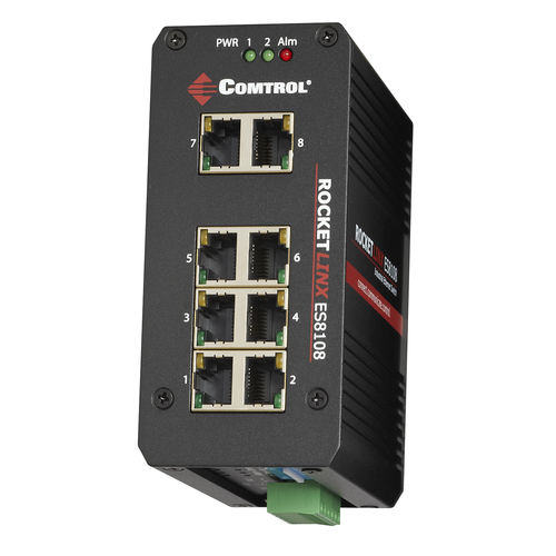 Неуправляемый коммутатор Ethernet - RocketLinx ® ES8108 - Comtrol Corporation - 8 портов / на DIN-рейке / с резервированием