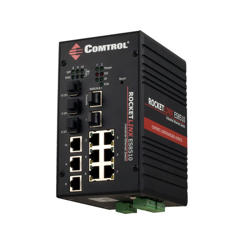 Управляемый коммутатор Ethernet - RocketLinx ® ES8510-XT - Comtrol Corporation - 10 портов / Gigabit Ethernet / оптического волокна