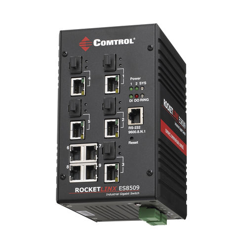 Управляемый коммутатор Ethernet - RocketLinx ® ES8509-XT - Comtrol Corporation - 5 портов / гигабит / на DIN-рейке