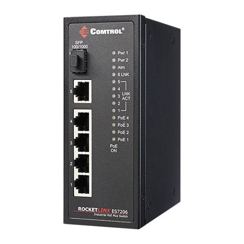 Неуправляемый коммутатор Ethernet - RocketLinx ® ES7206-XT - Comtrol Corporation - 6 портов / гигабит / на DIN-рейке
