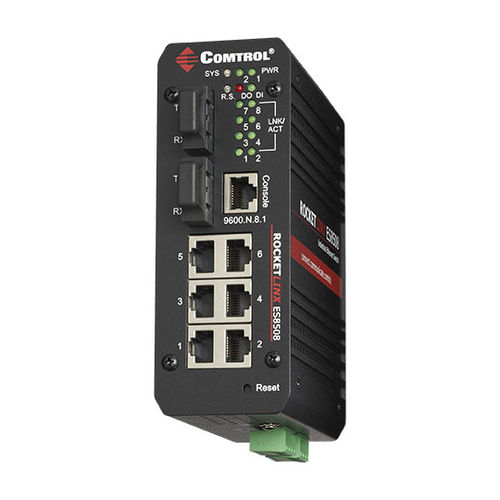 Управляемый коммутатор-преобразователь - RocketLinx ® ES8508F-S-XT - Comtrol Corporation - 8 портов / оптического волокна / Gigabit Ethernet