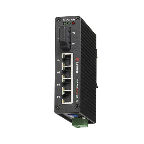 Неуправляемый коммутатор Ethernet - RocketLinx ES8105F-S-XT - Comtrol Corporation - 5 портов / оптического волокна / на DIN-рейке
