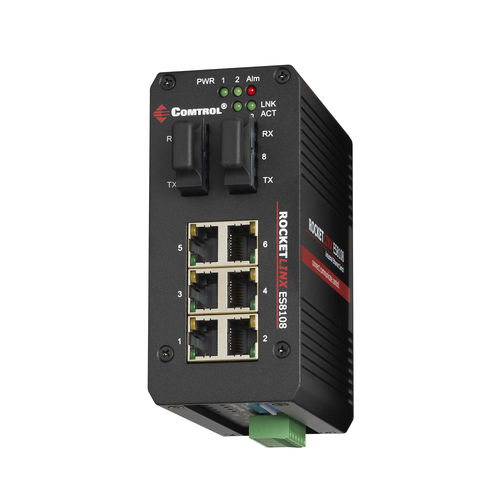 Неуправляемый коммутатор Ethernet - RocketLinx ES8108F-M-XT - Comtrol Corporation - 8 портов / Gigabit Ethernet / оптического волокна