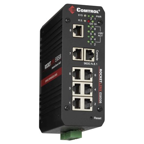 Управляемый коммутатор Ethernet - RocketLinx ® ES8508-XT - Comtrol Corporation - 8 портов / монтируемый на DIN-рейке / с резервированием