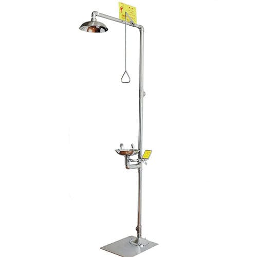 Установленный аварийный душ на платформе - DAAO6610 - shanghai DaAo safety equipment Co.LTD - для открытого пространства / с фонтаном для промывки глаз / из нержавеющей стали